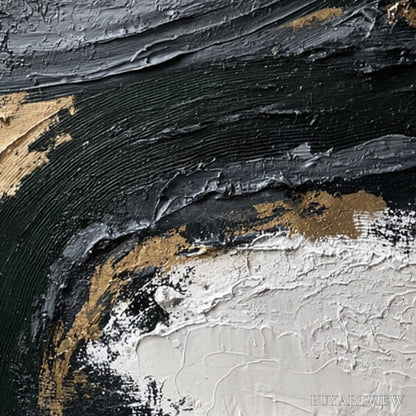 BUYARTVIEW Kintsugi Rift – Textured Wabi Sabi Abstract Painting in Black and Gold - image 3