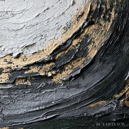 BUYARTVIEW Kintsugi Rift – Textured Wabi Sabi Abstract Painting in Black and Gold - image 5