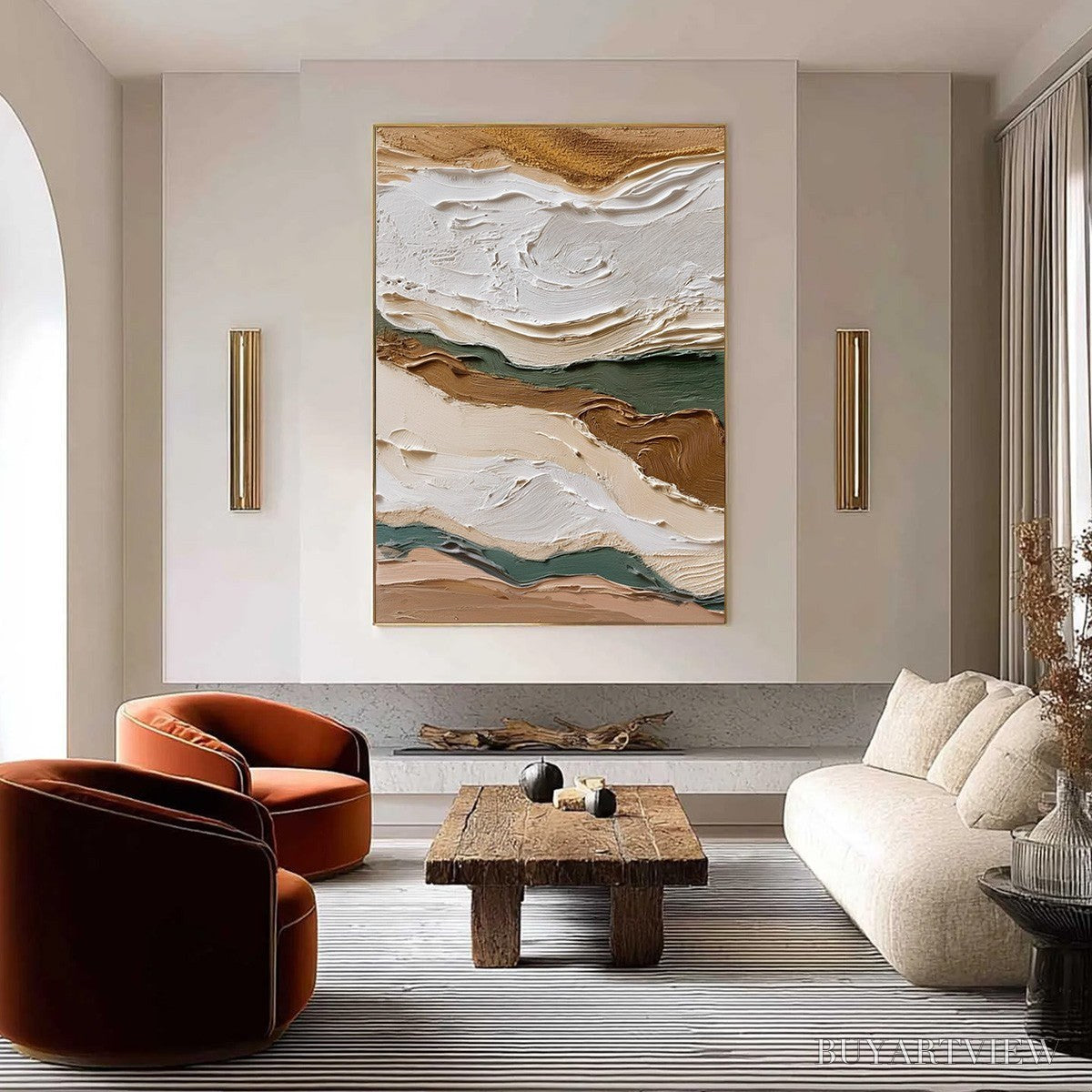 BUYARTVIEW Terra Veins – Textured Wabi Sabi Abstract Earth Landscape Painting - image 2