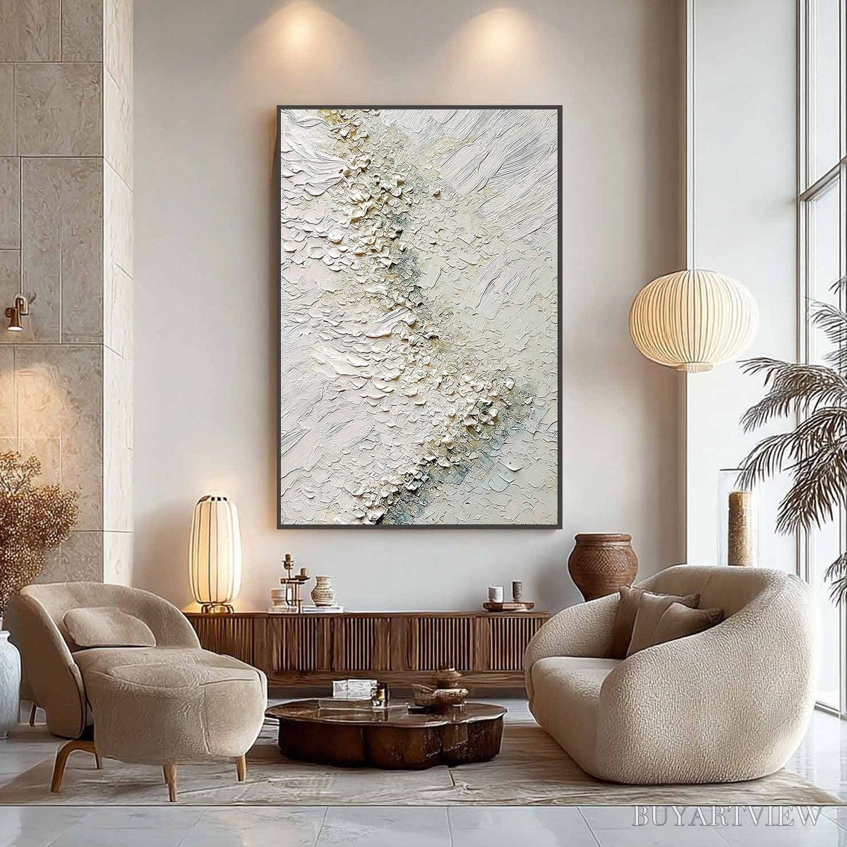 BUYARTVIEW Aegean Foam – Heavily Textured Wabi Sabi Abstract Painting - image 4