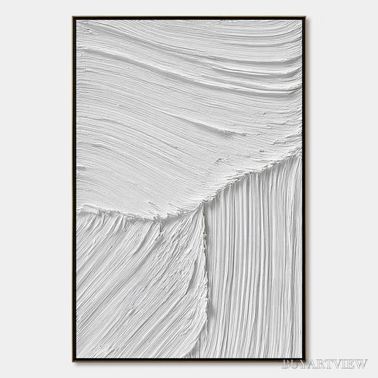 BUYARTVIEW Serene Rift – Large Textured White Minimalist Abstract Painting - image 1