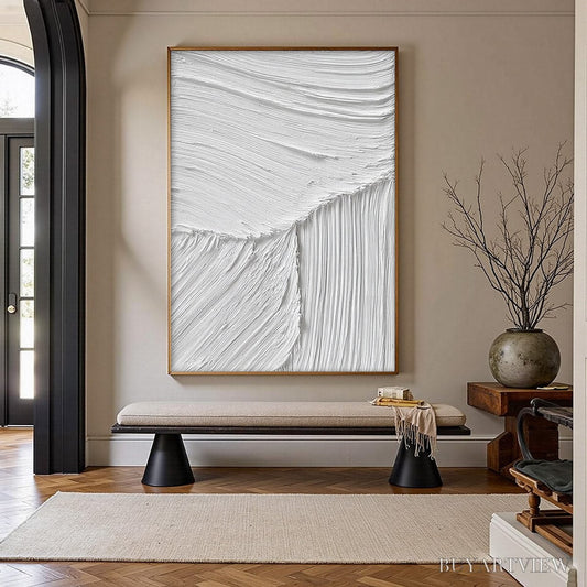 BUYARTVIEW Serene Rift – Large Textured White Minimalist Abstract Painting - image 2