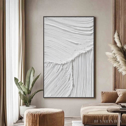 BUYARTVIEW Serene Rift – Large Textured White Minimalist Abstract Painting - image 4