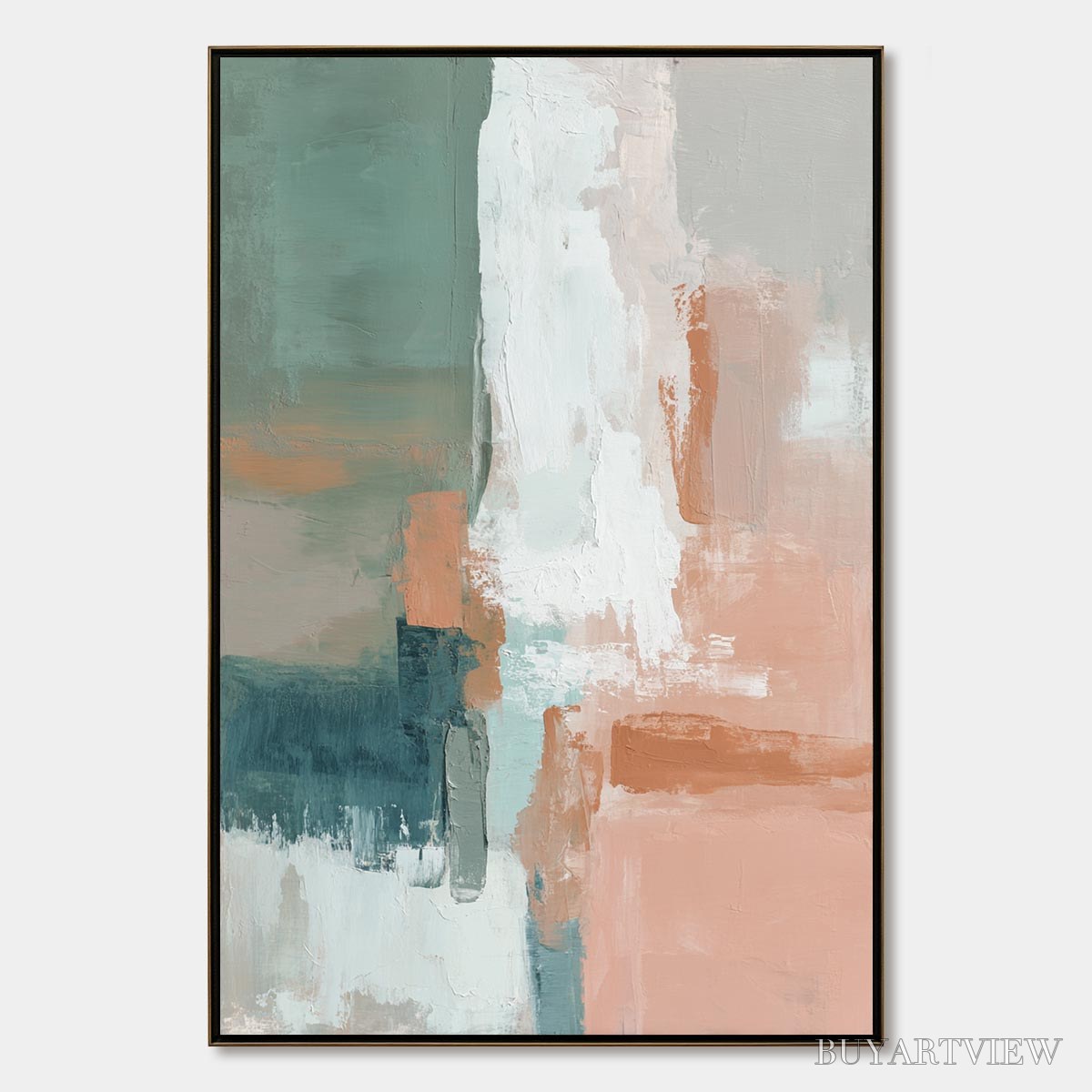 BUYARTVIEW Coastal Echoes – Muted Tones Abstract Landscape Painting - image 1