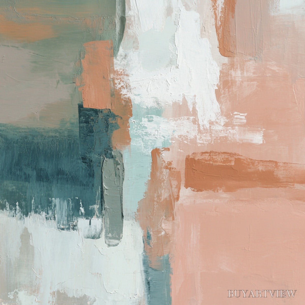 BUYARTVIEW Coastal Echoes – Muted Tones Abstract Landscape Painting - image 3
