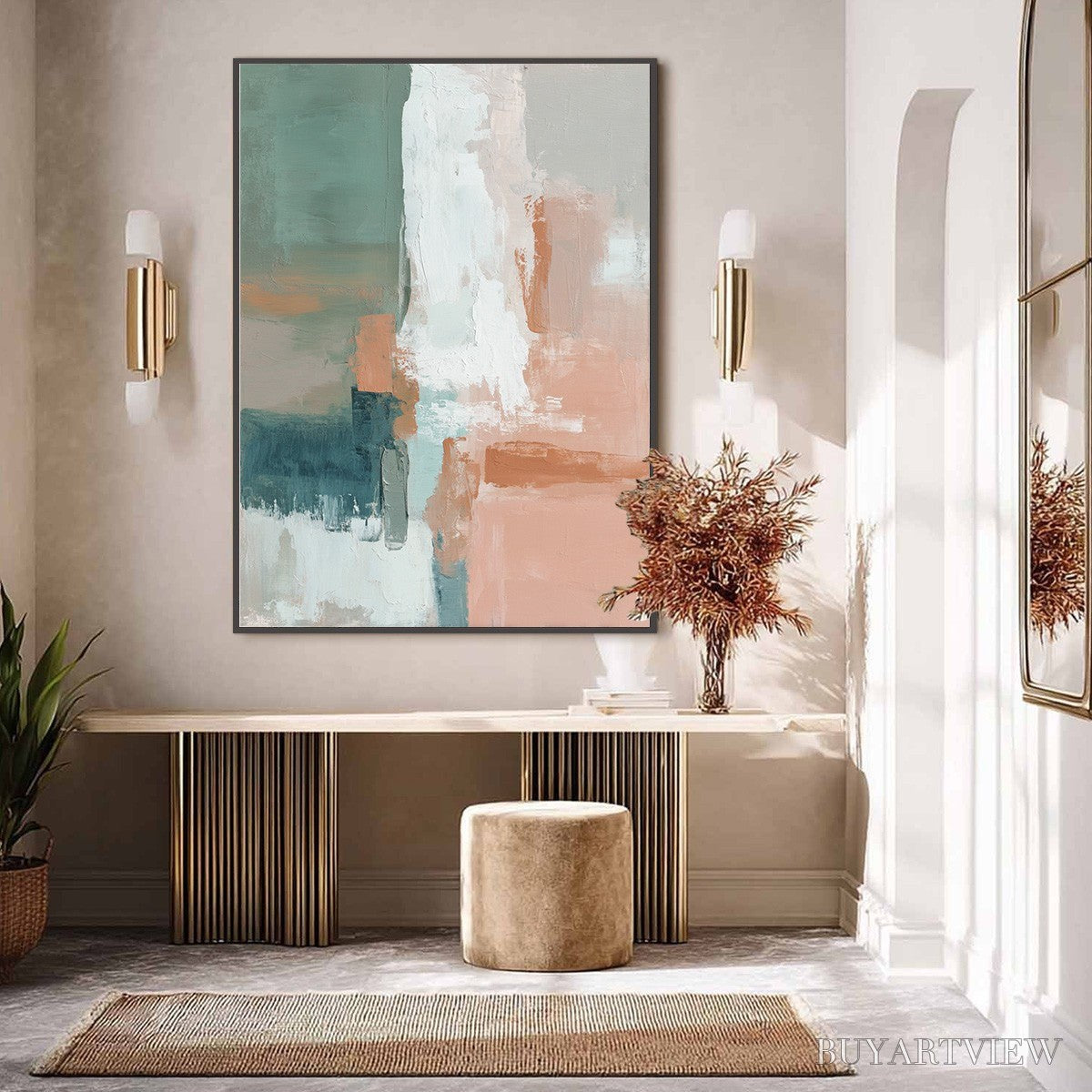 BUYARTVIEW Coastal Echoes – Muted Tones Abstract Landscape Painting - image 4