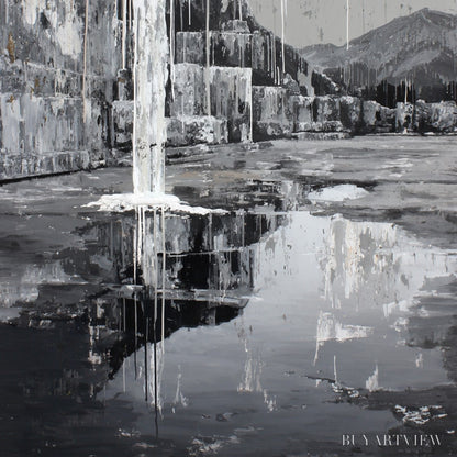 BUYARTVIEW Echo Chamber – Monochromatic Industrial Abstract Landscape Painting - image 3