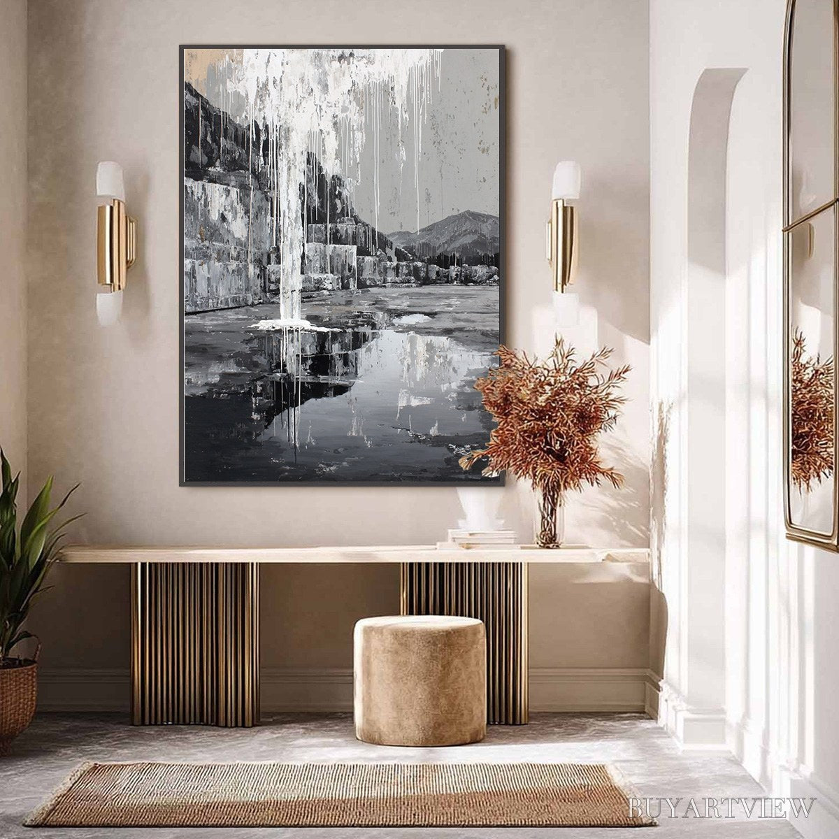 BUYARTVIEW Echo Chamber – Monochromatic Industrial Abstract Landscape Painting - image 4