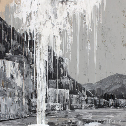 BUYARTVIEW Echo Chamber – Monochromatic Industrial Abstract Landscape Painting - image 5