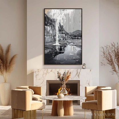 BUYARTVIEW Echo Chamber – Monochromatic Industrial Abstract Landscape Painting - image 6