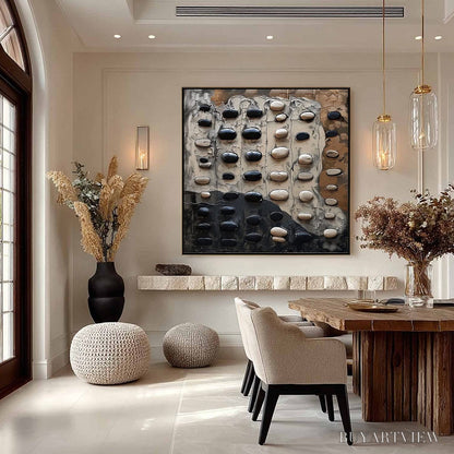 BUYARTVIEW River Stones – Textured Neutral Abstract Oil Painting - image 2