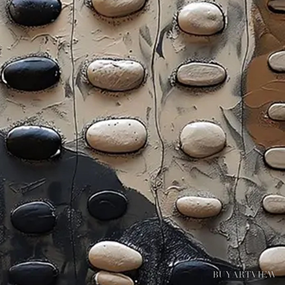 BUYARTVIEW River Stones – Textured Neutral Abstract Oil Painting - image 4