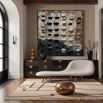 BUYARTVIEW River Stones – Textured Neutral Abstract Oil Painting - image 5