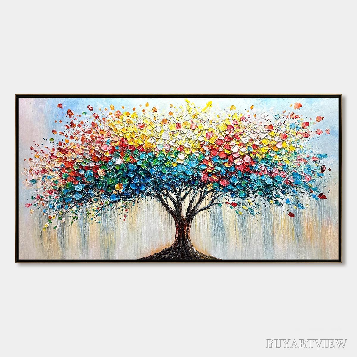 BUYARTVIEW Ready to Ship | Rainbow Burst – Textured Impasto Tree of Life Oil Painting - image 3
