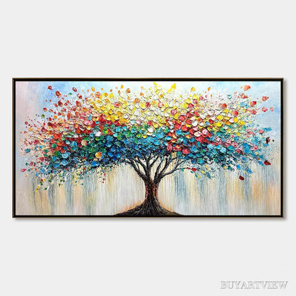 BUYARTVIEW Ready to Ship | Rainbow Burst – Textured Impasto Tree of Life Oil Painting - image 3
