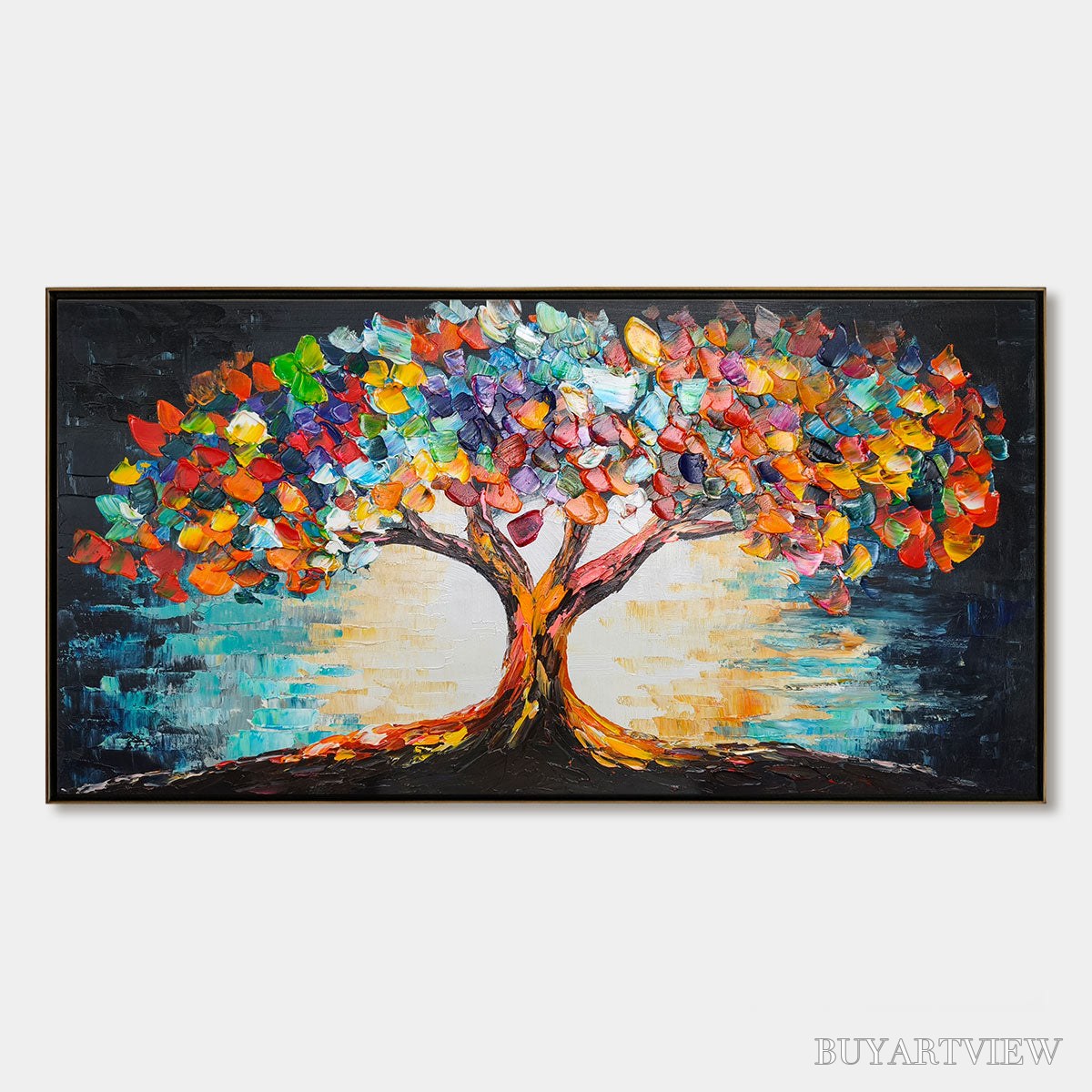 BUYARTVIEW Ready to Ship | Tree of Life | 24''X48'' | 60x120cm | Black Frame - image 3
