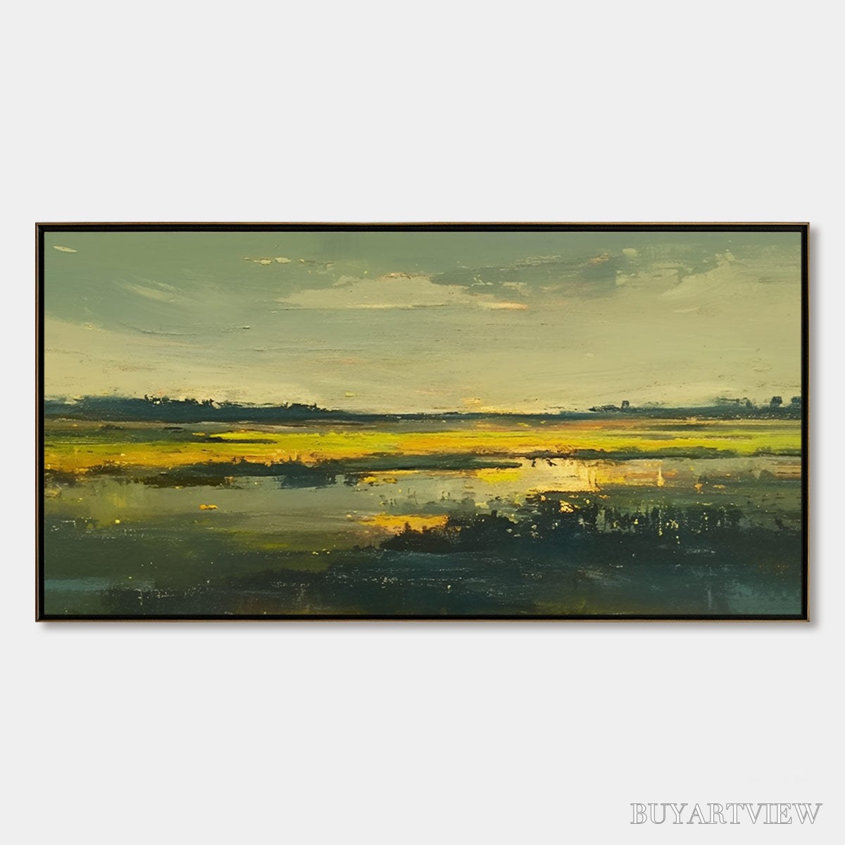 BUYARTVIEW Golden Marsh – Abstract Impressionist Landscape Painting - image 1