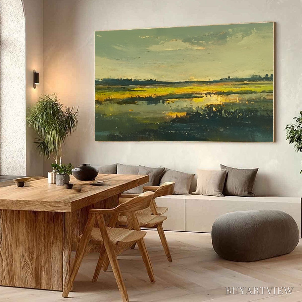 BUYARTVIEW Golden Marsh – Abstract Impressionist Landscape Painting - image 5