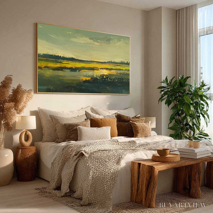 BUYARTVIEW Golden Marsh – Abstract Impressionist Landscape Painting - image 6