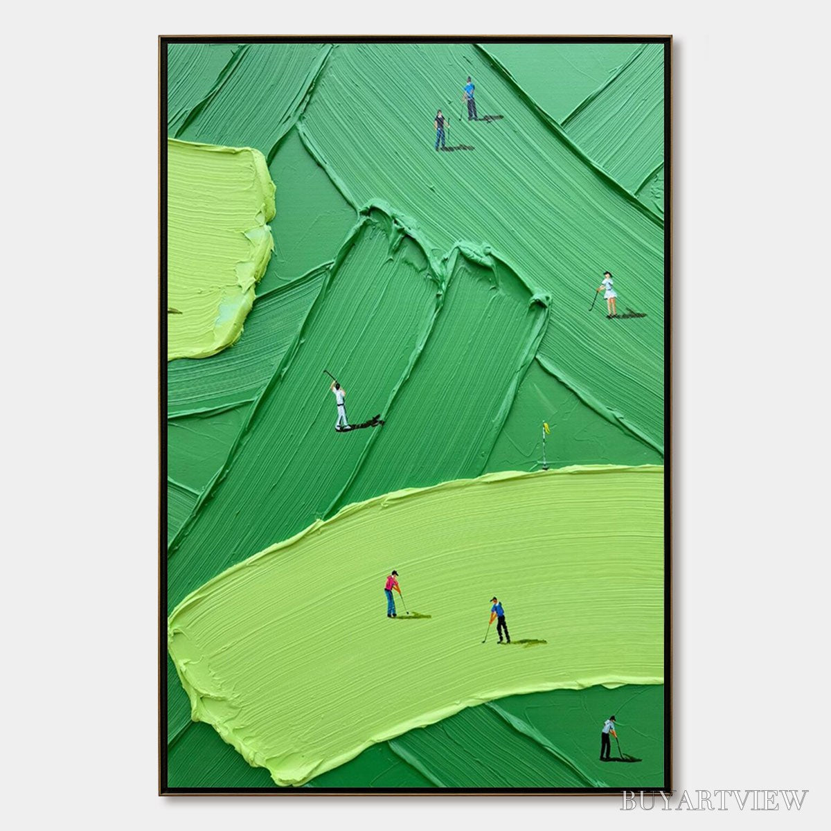 BUYARTVIEW Emerald Fairway – Textured Impasto Golf Scene Painting - image 1