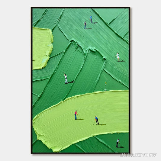BUYARTVIEW Emerald Fairway – Textured Impasto Golf Scene Painting - image 1