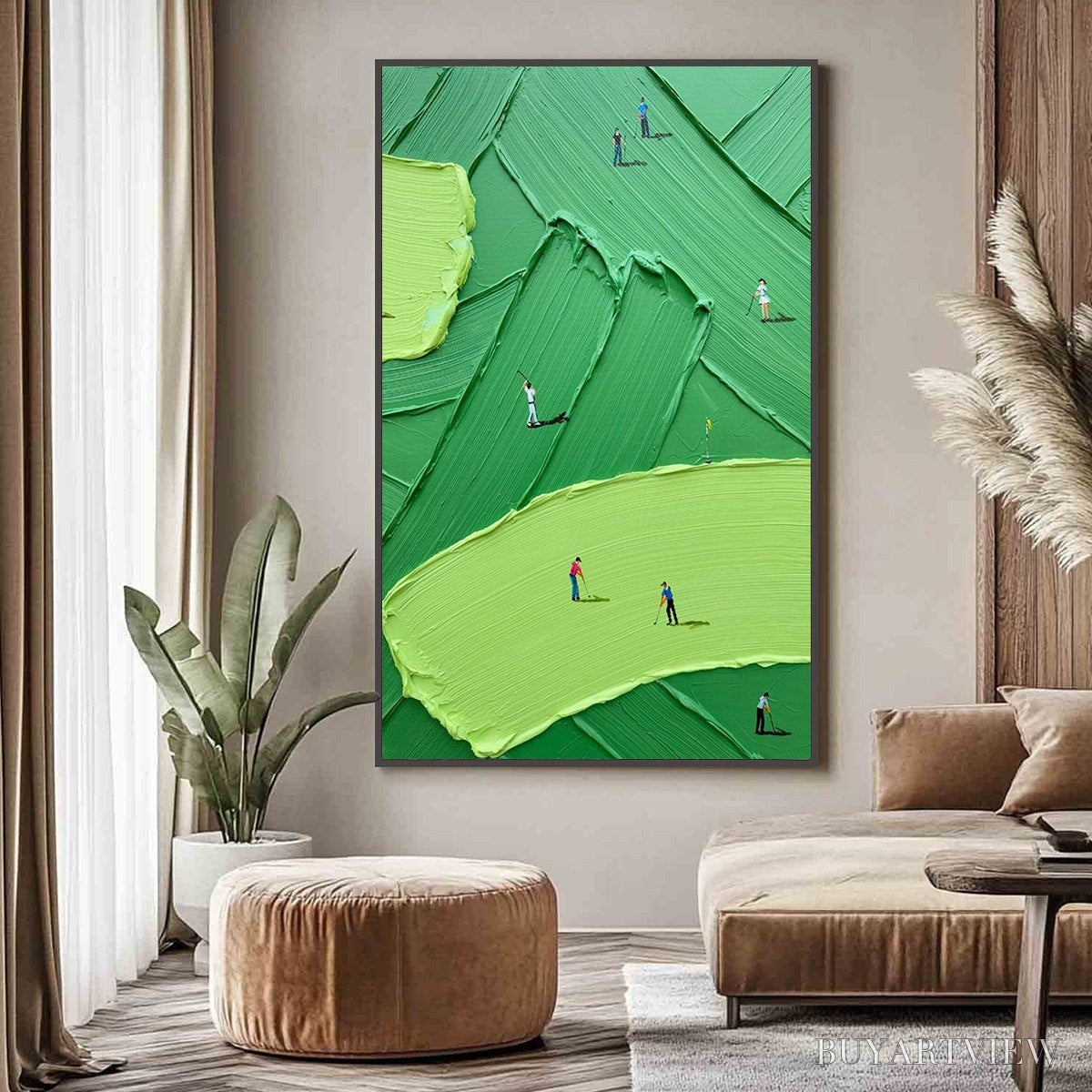 BUYARTVIEW Emerald Fairway – Textured Impasto Golf Scene Painting - image 2