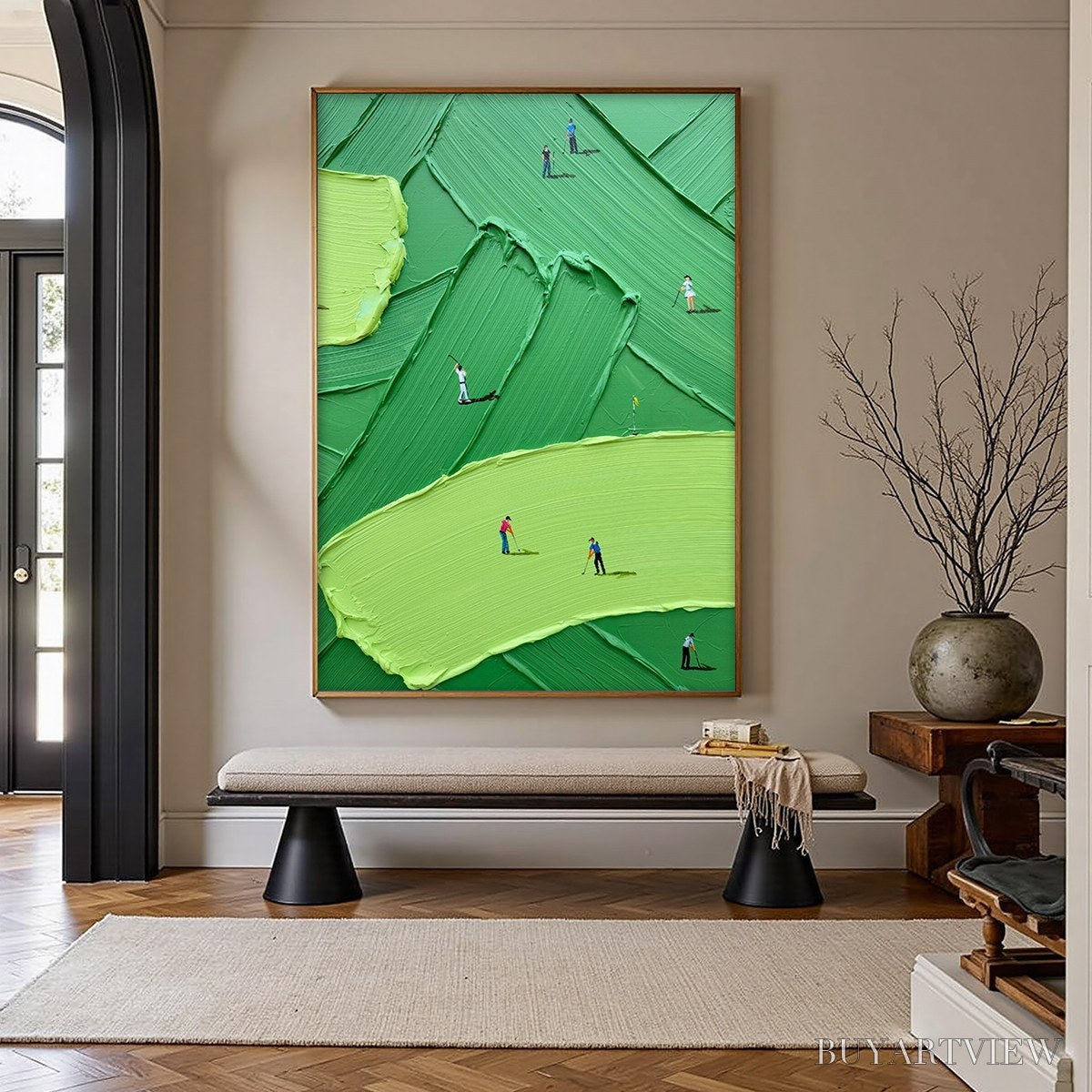 BUYARTVIEW Emerald Fairway – Textured Impasto Golf Scene Painting - image 4