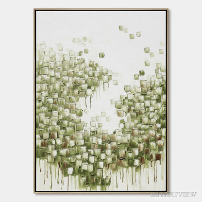 BUYARTVIEW Emerald Cascade – Textured Abstract Green Oil Painting - image 1
