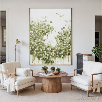 BUYARTVIEW Emerald Cascade – Textured Abstract Green Oil Painting - image 2