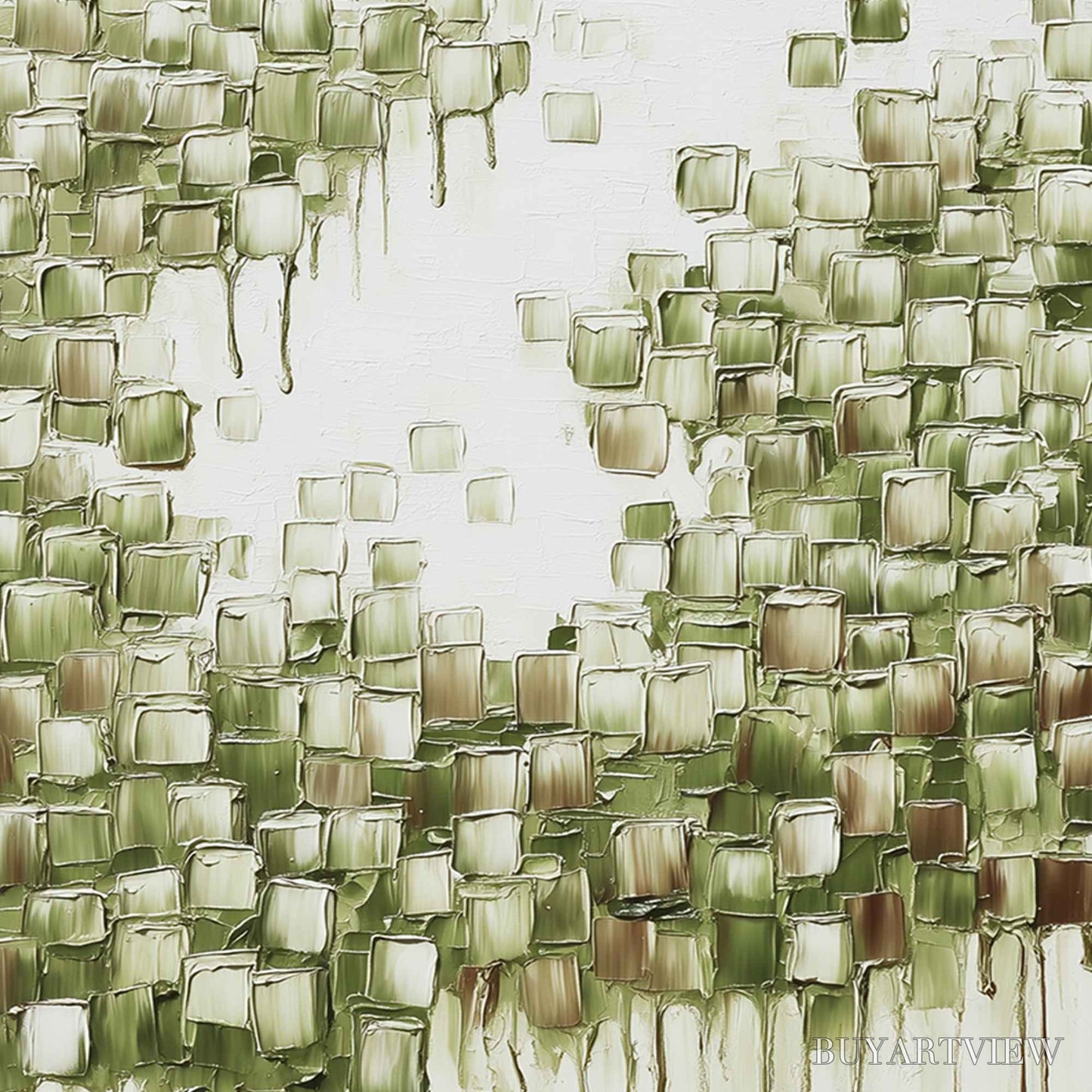 BUYARTVIEW Emerald Cascade – Textured Abstract Green Oil Painting - image 3