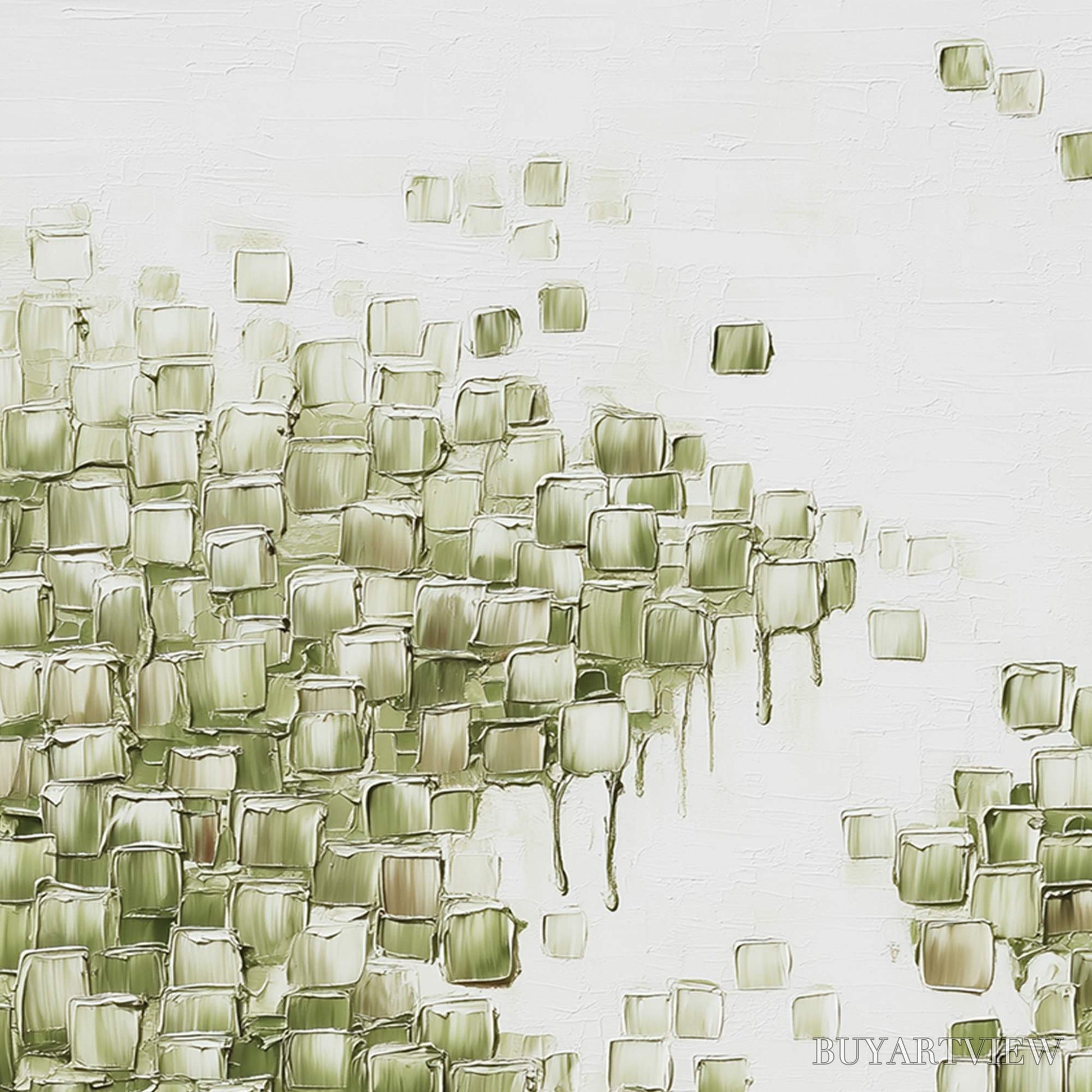 BUYARTVIEW Emerald Cascade – Textured Abstract Green Oil Painting - image 6
