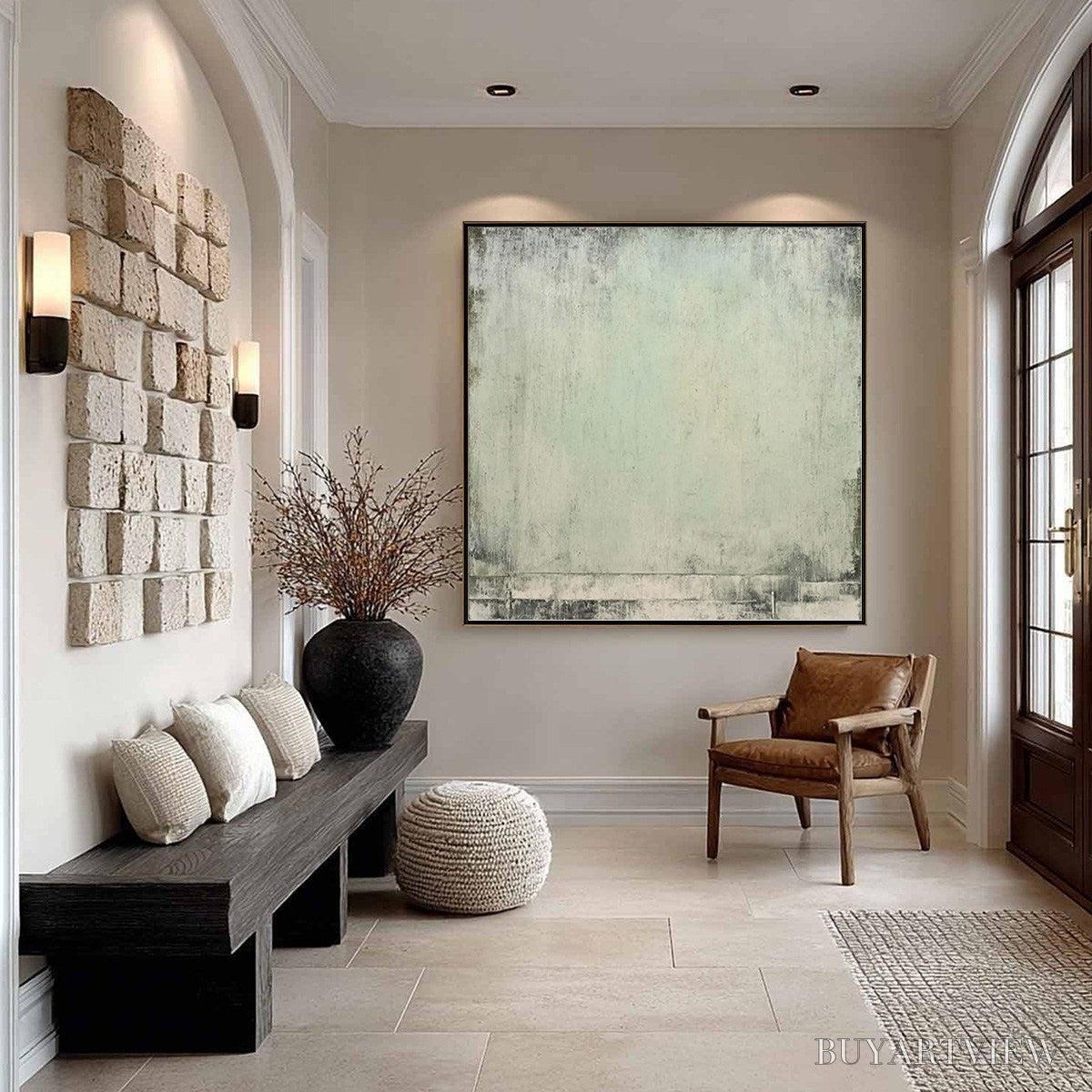 BUYARTVIEW Misty Morning – Textured Minimalist Abstract Oil Painting - image 2