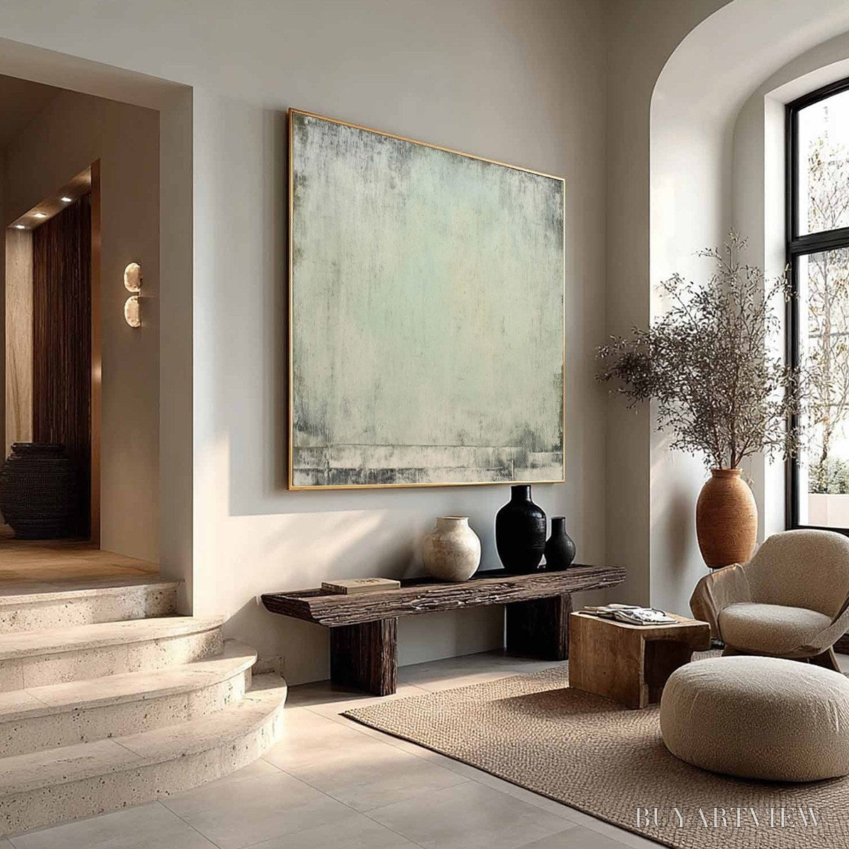 BUYARTVIEW Misty Morning – Textured Minimalist Abstract Oil Painting - image 4