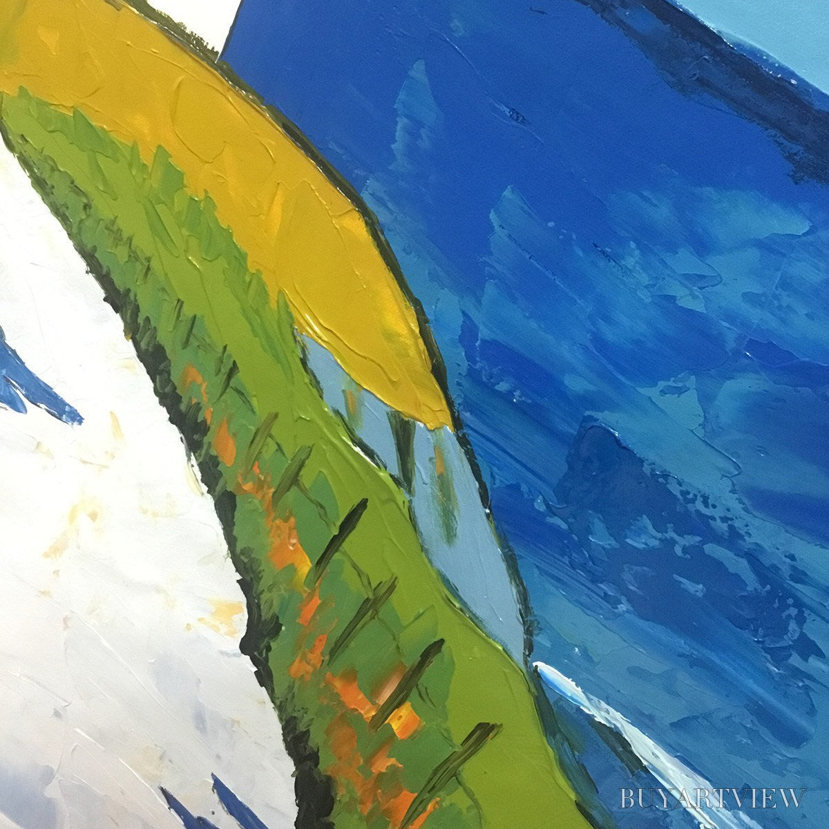BUYARTVIEW Seaside Cottage – Impasto Coastal Landscape Oil Painting - image 5
