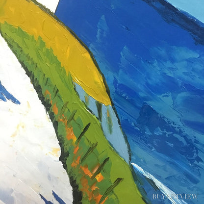 BUYARTVIEW Seaside Cottage – Impasto Coastal Landscape Oil Painting - image 5