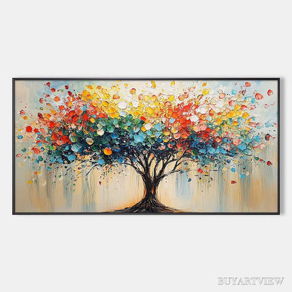 BUYARTVIEW Rainbow Burst – Textured Impasto Tree of Life Oil Painting - image 1
