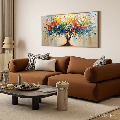 BUYARTVIEW Rainbow Burst – Textured Impasto Tree of Life Oil Painting - image 4
