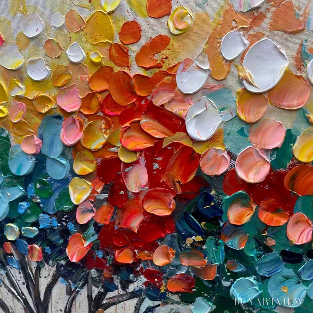 BUYARTVIEW Rainbow Burst – Textured Impasto Tree of Life Oil Painting - image 6