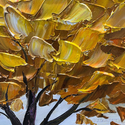 BUYARTVIEW Golden Harvest – Textured Impasto Golden Tree Oil Painting - image 3