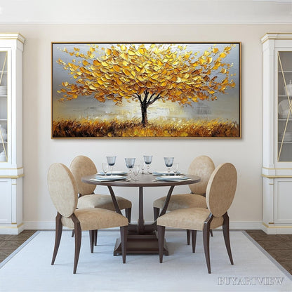 BUYARTVIEW Golden Harvest – Textured Impasto Golden Tree Oil Painting - image 6