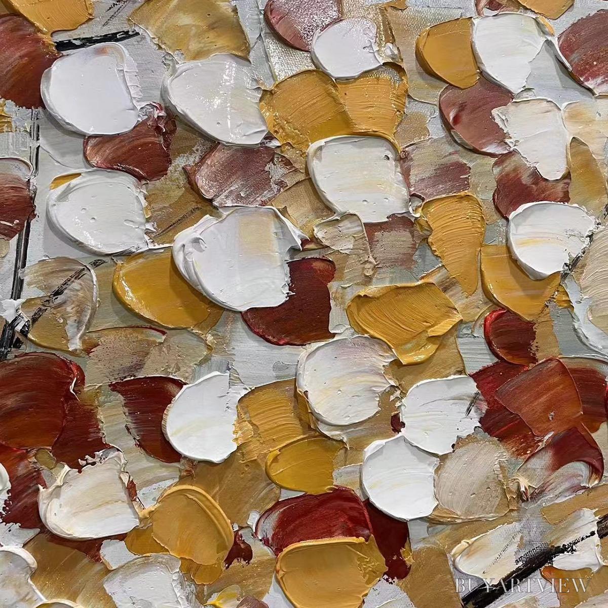 BUYARTVIEW Whispers of Autumn – Textured Tree of Life Oil Painting in Gold and Burgundy - image 3
