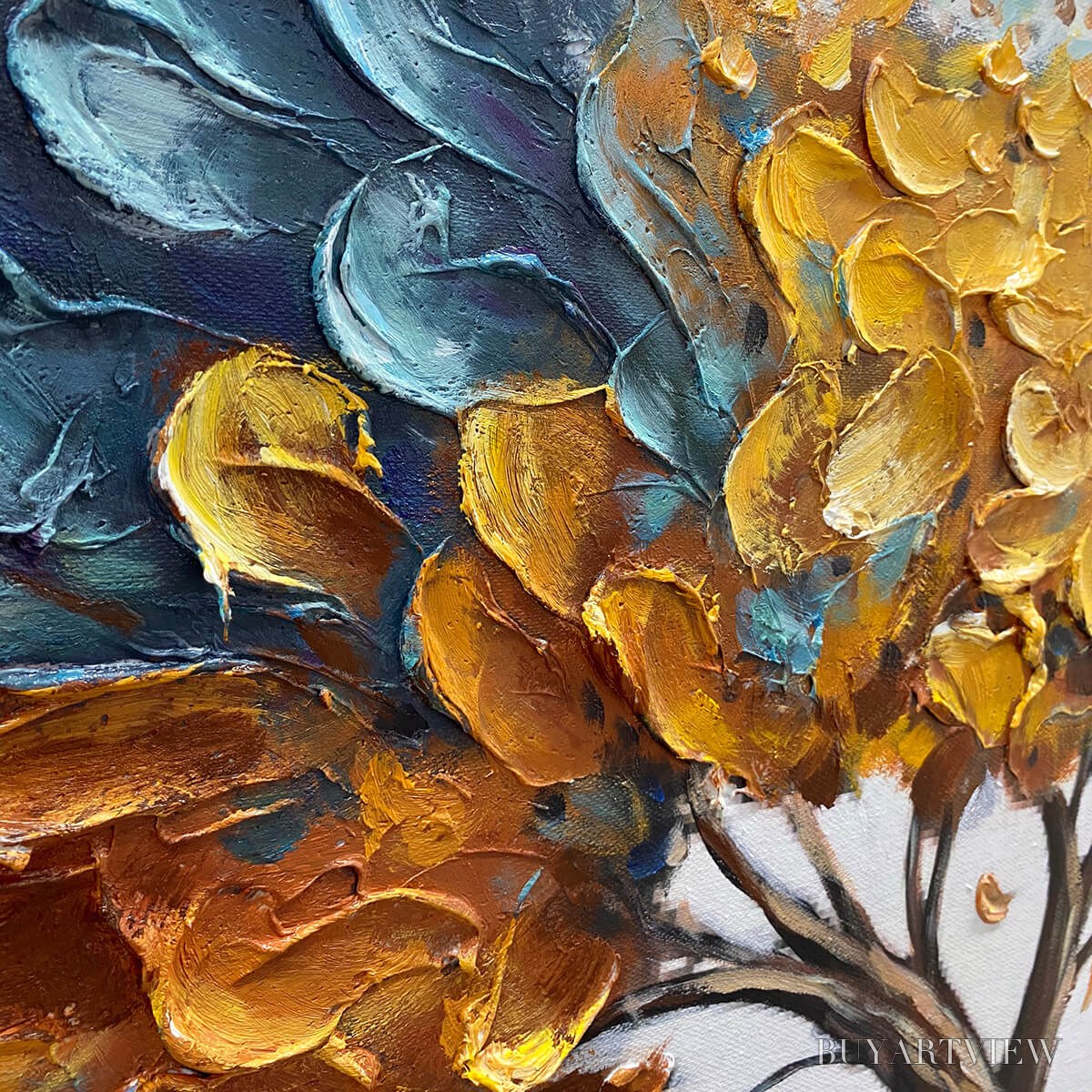 BUYARTVIEW Golden Whispers – Textured Abstract Tree Oil Painting - image 5