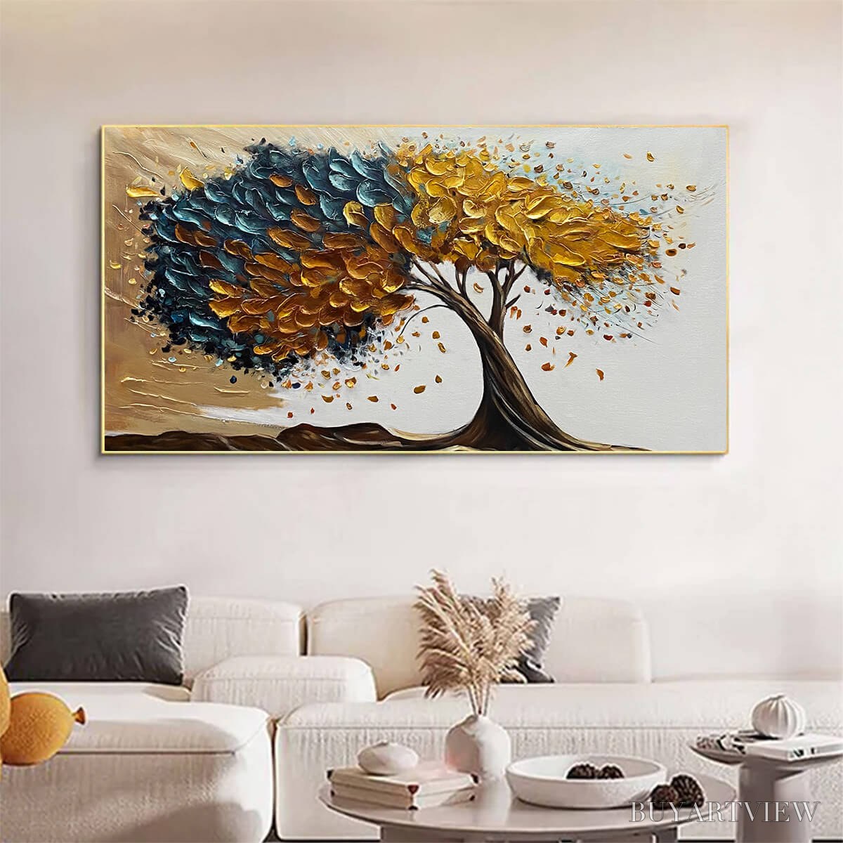 BUYARTVIEW Golden Whispers – Textured Abstract Tree Oil Painting - image 6