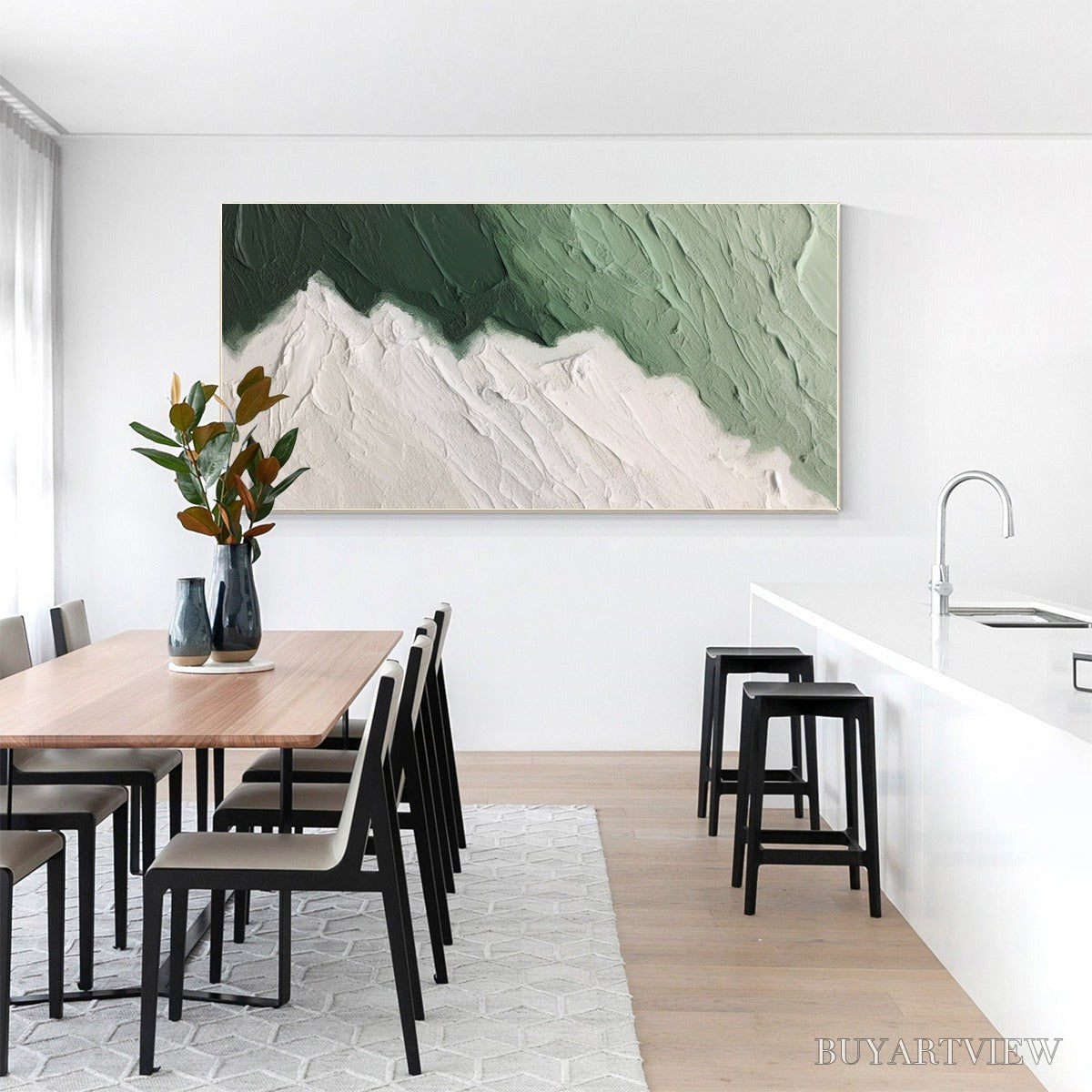BUYARTVIEW Emerald Peaks – Textured Abstract Landscape Oil Painting - image 5