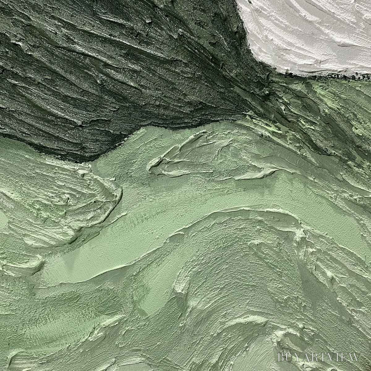 BUYARTVIEW Emerald Peaks – Textured Abstract Landscape Oil Painting - image 6