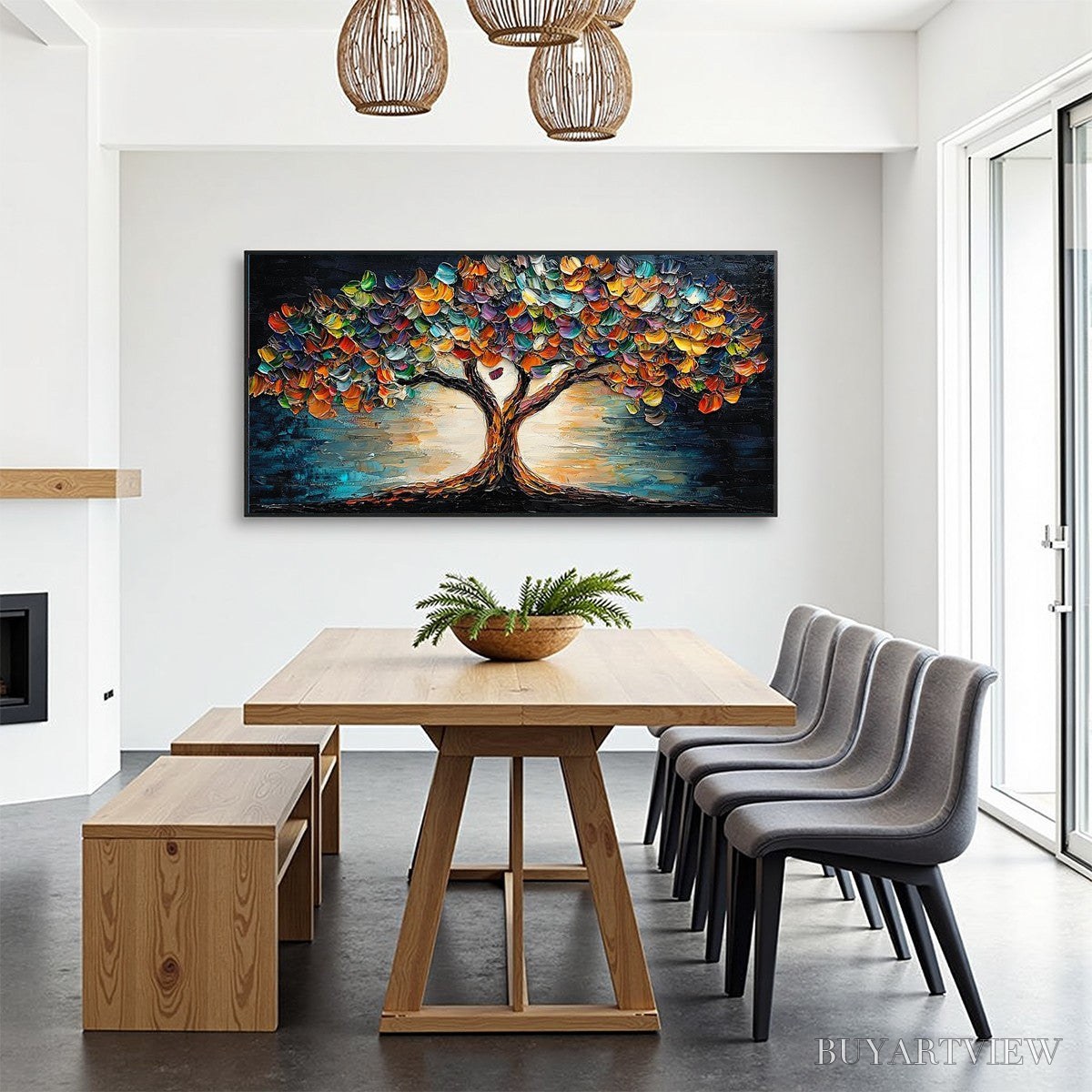 BUYARTVIEW Tree of Life – Textured Impasto Colorful Tree Oil Painting - image 5