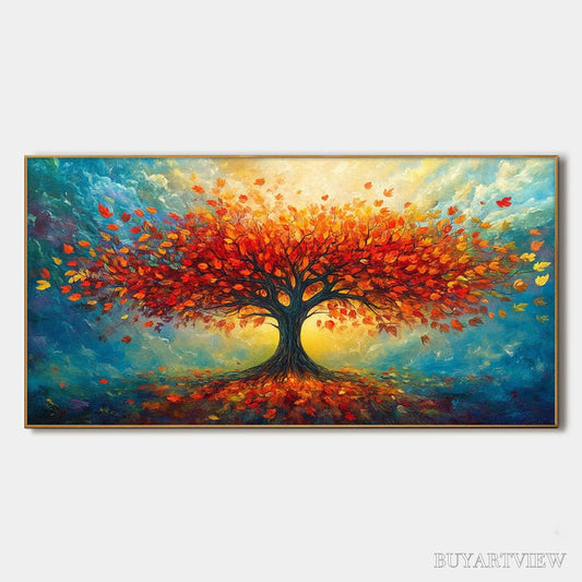 BUYARTVIEW Autumn Fire – Textured Landscape Oil Painting - image 1