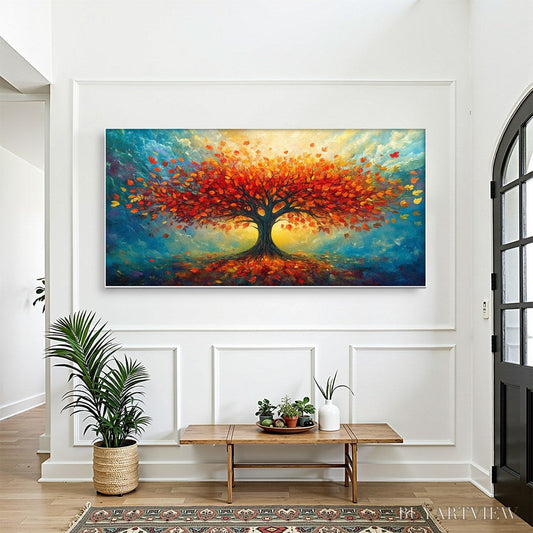 BUYARTVIEW Autumn Fire – Textured Landscape Oil Painting - image 2