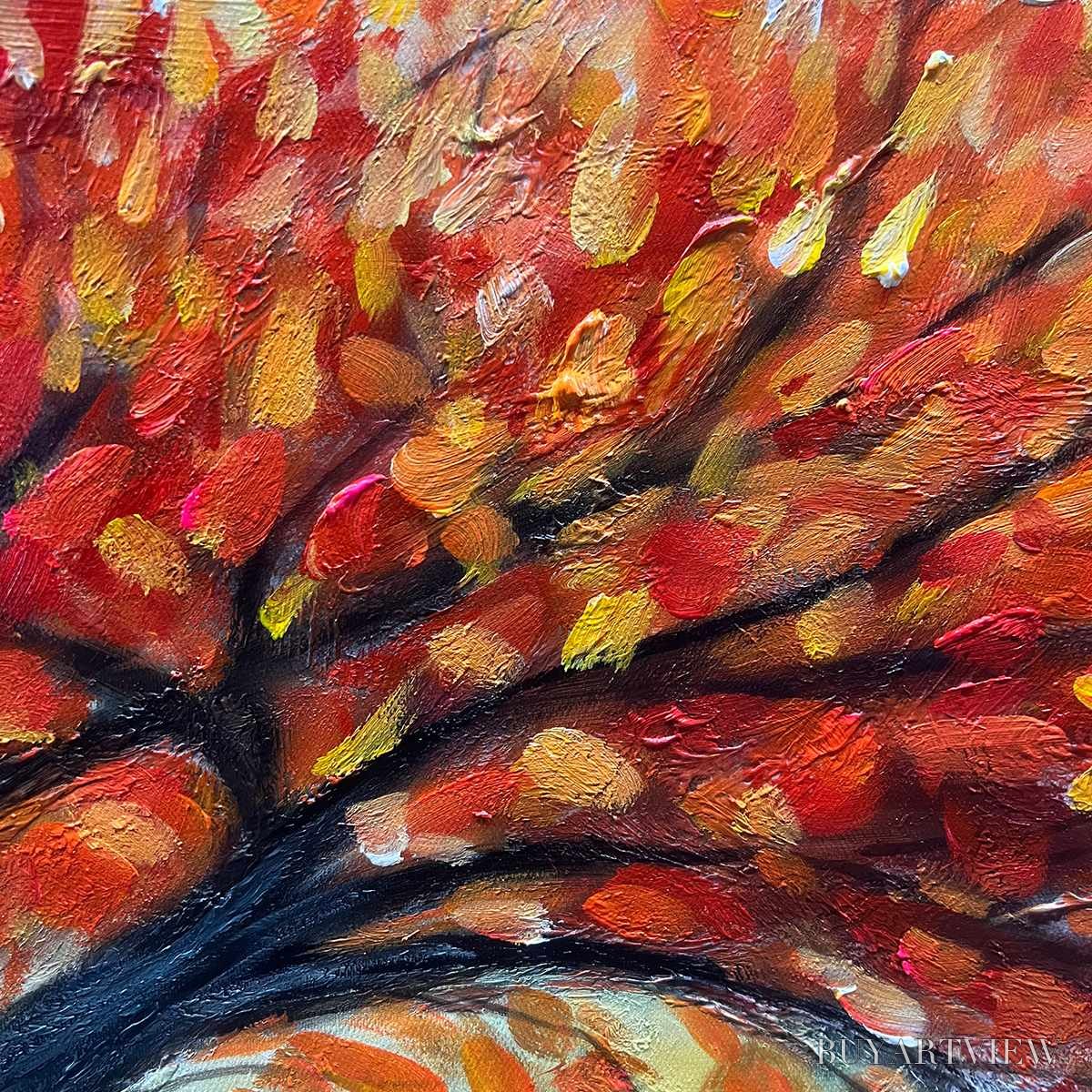 BUYARTVIEW Autumn Fire – Textured Landscape Oil Painting - image 3