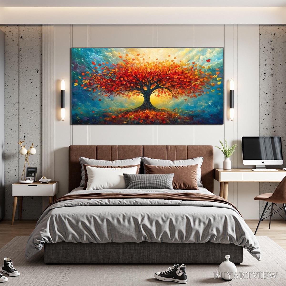 BUYARTVIEW Autumn Fire – Textured Landscape Oil Painting - image 5